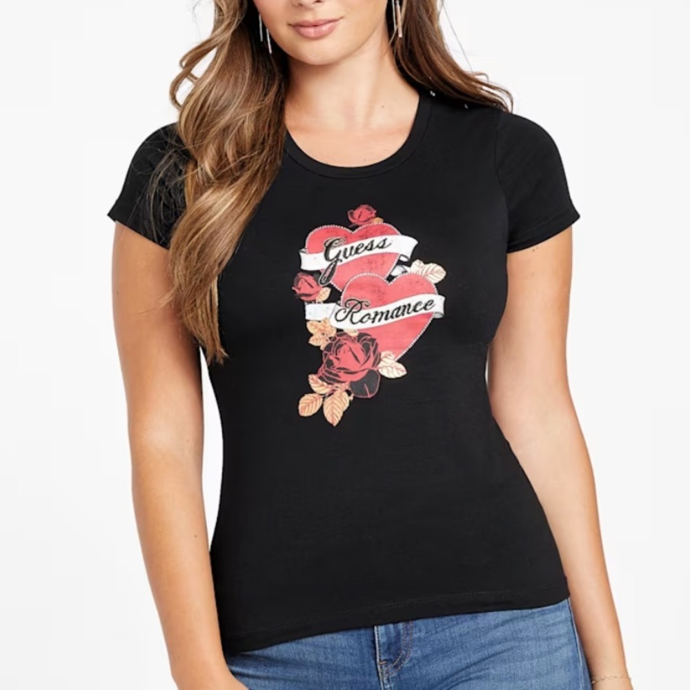 Guess Factory Eco Romance Heart & Rose Romantic Valentines Organic Cotton, M